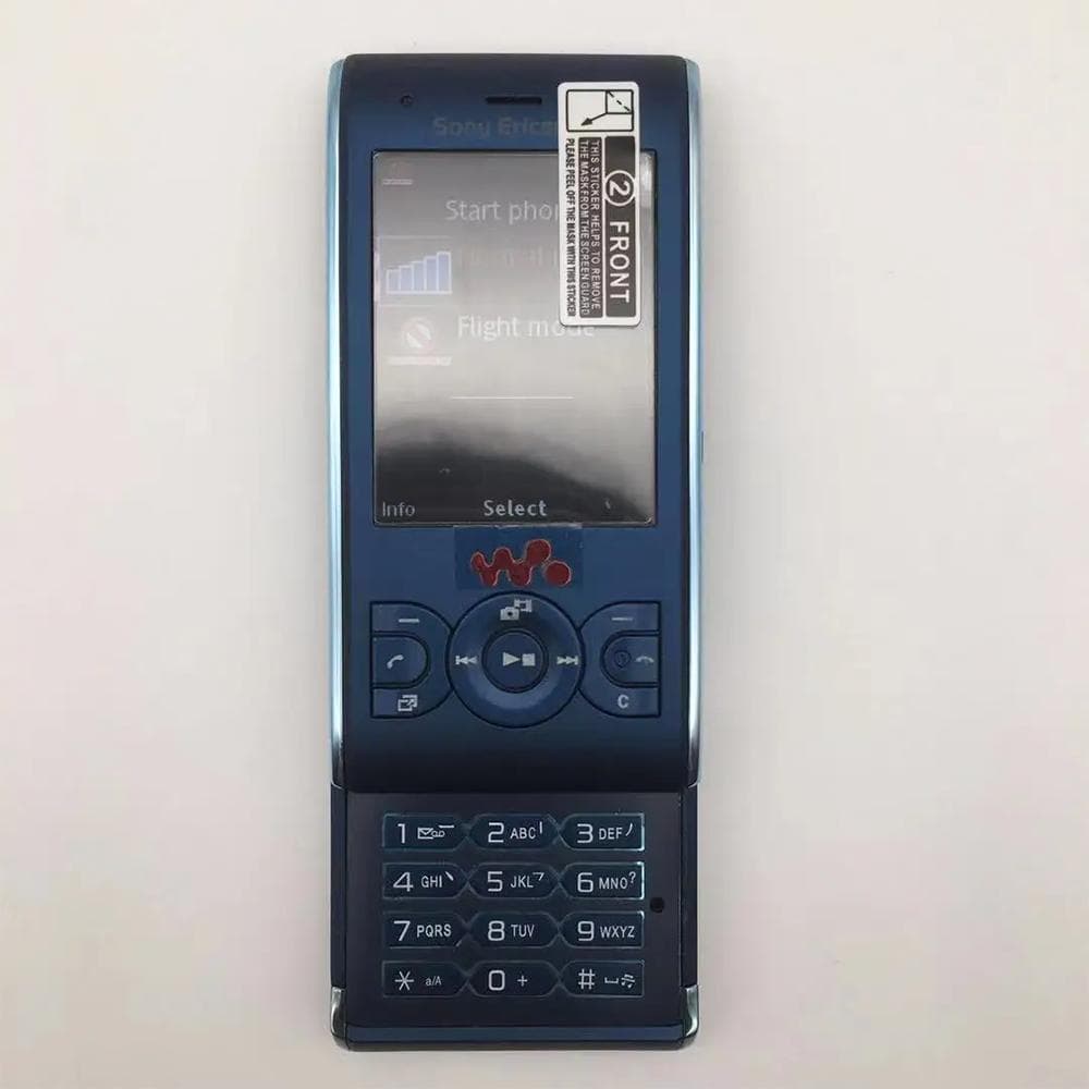 Refurbished Original Sony Ericsson W595 GMS 3G FM Radio 3.15MP Mobile Phone With 1 SIM Simple Set blue
