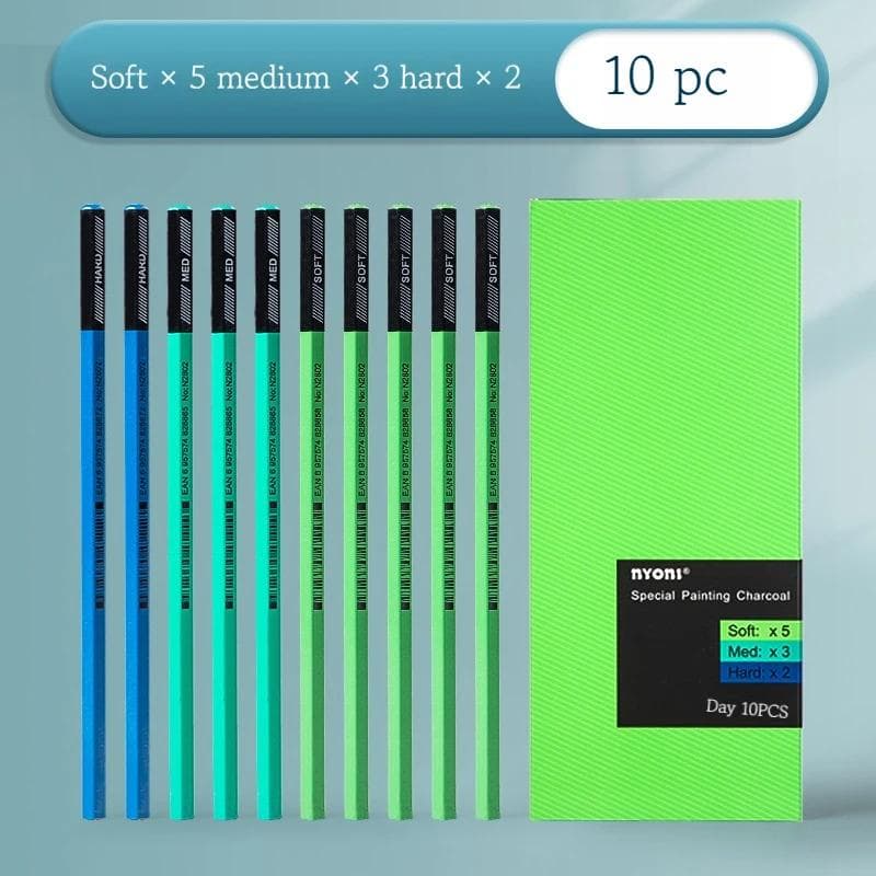 10/12PCS Charcoal Pencils Professional Set Graphite Soft Medium Hard Sketching Pencils for Shading Drawing Painting Pen