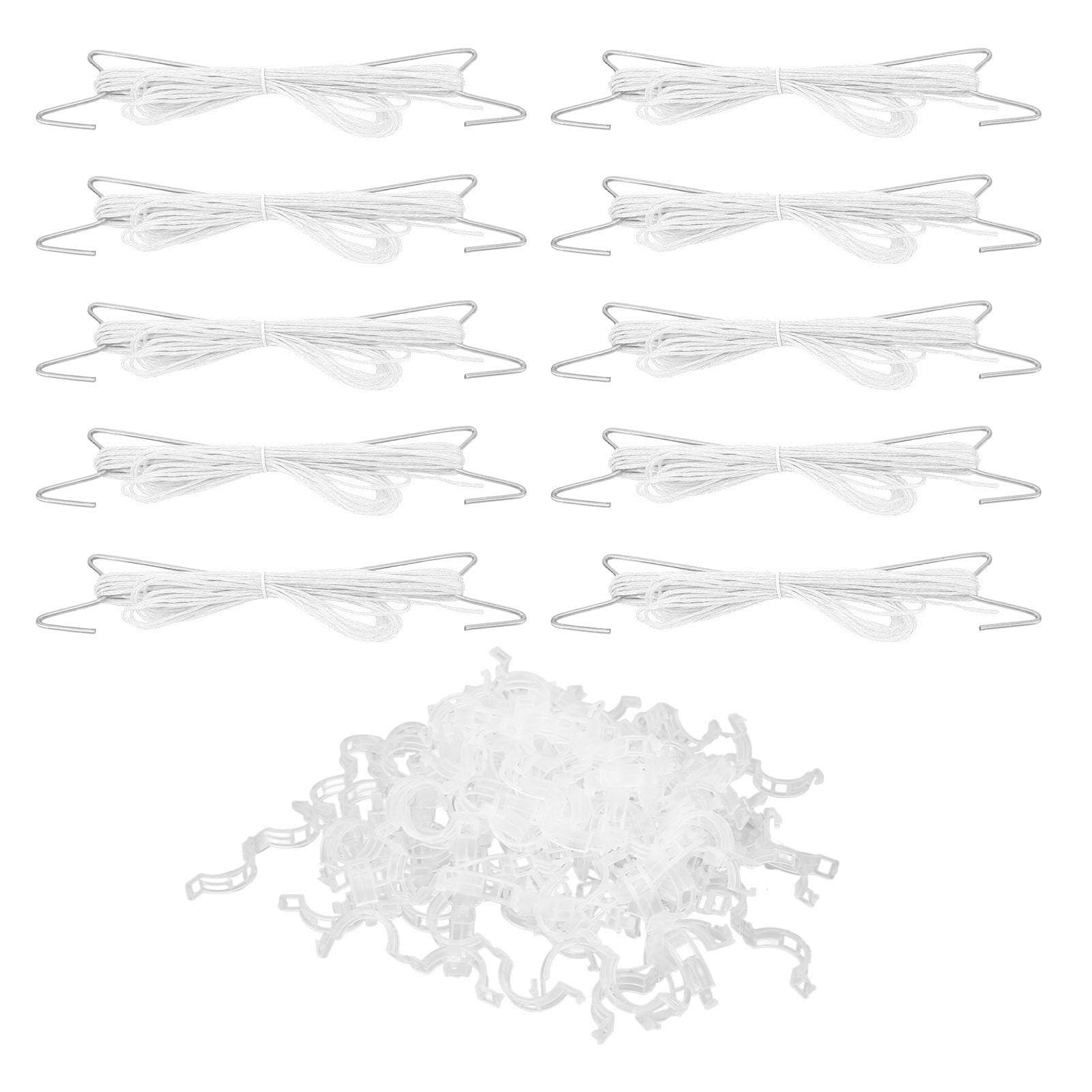 10PCS Tomato Support Hooks Iron Garden Plant Climbing Hooks with 10 Meters Twine to Prevent white