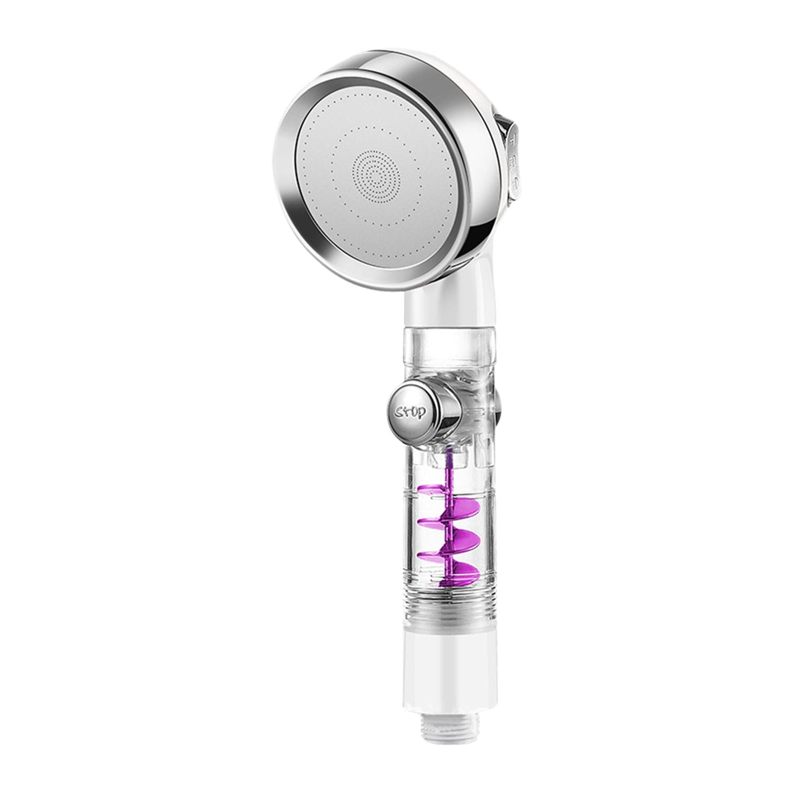 Handheld Shower Head with Turbo Fan ON/Off Pause Switch 3-Settings High Pressure Showerhead G1/2 Type 2 silver