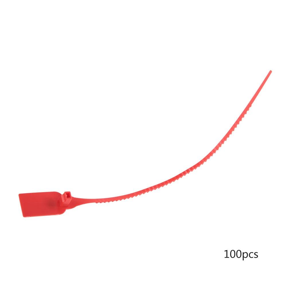 100Pcs Plastic Disposable Zip Ties Self locking Tie Suitcase Shoes Bag Label Tag (Red) Red