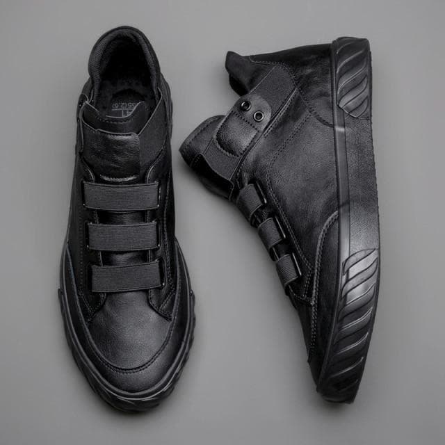 Men 'S Leather Shoes Korean Trend Comfortable Loafer Men Shoes British Fashion Men High Top 42 black
