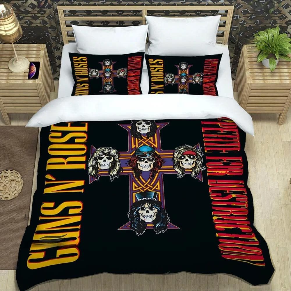 Rock Band Guns N' Roses Bedding Sets exquisite bed supplies set duvet cover bed comforter set bedding set luxury birthday gift US Twin 173x218cm