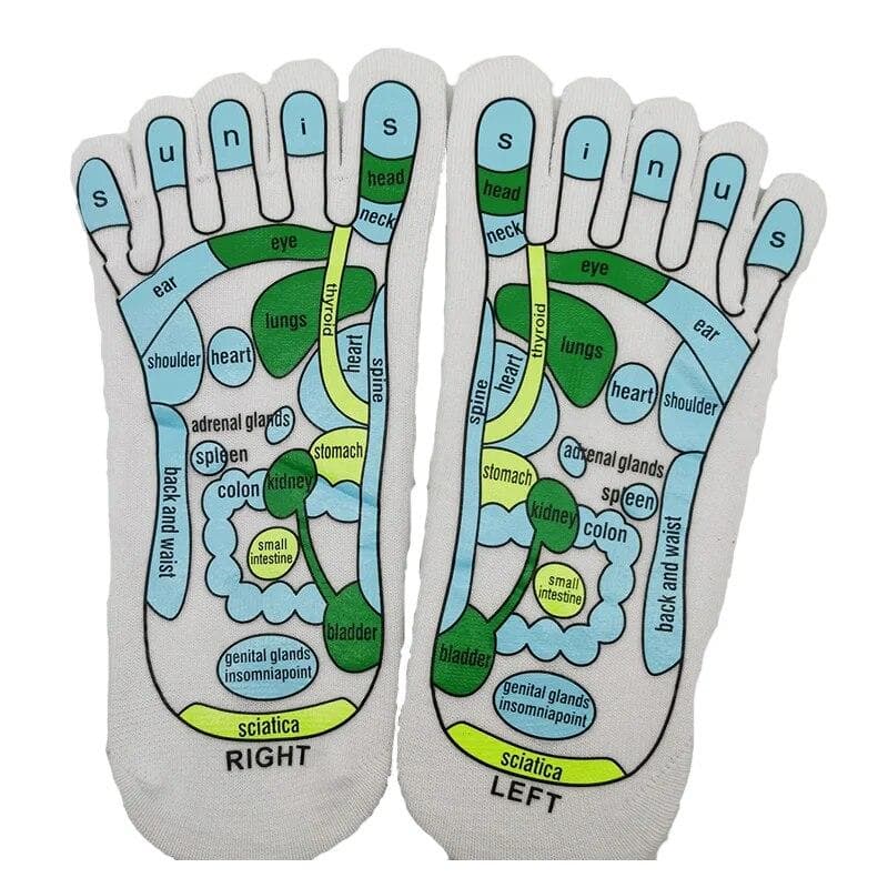 Acupressure Socks Physiotherapy Massage Relieve Tired Feet Reflexology Socks Foot Point Socks Full English Illustration white
