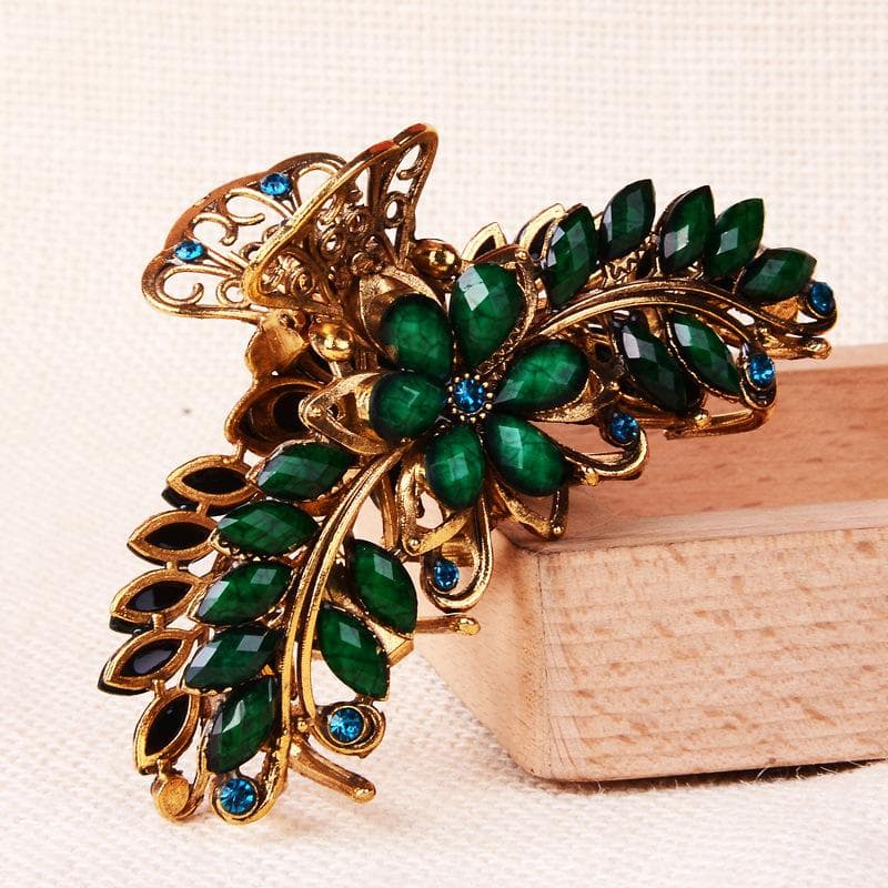 1 Pcs Vintage Hair Accessories, Ponytail Hair Clip, Large Grip Clip green