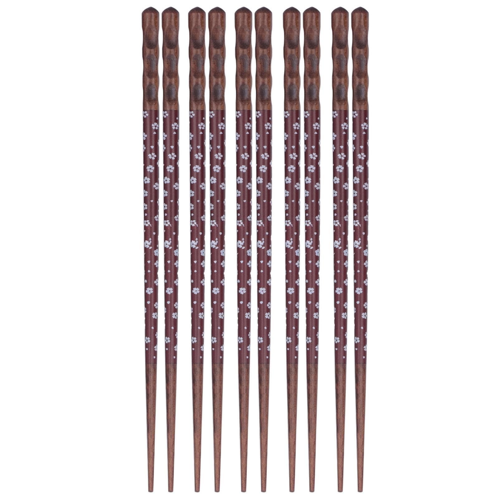 5Pairs Reusable Chopsticks Anti Slip Design Exquisite Pattern Light Comfortable Washable Chopsticks L(for 6.5-9kg) red
