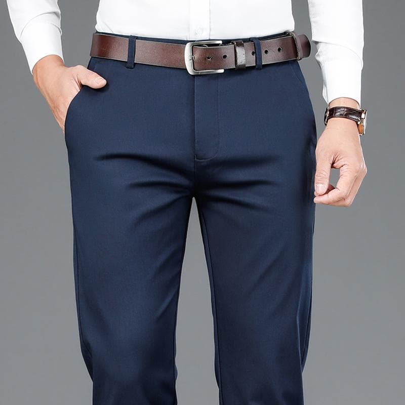 2025 Spring New Men's Bamboo Fiber Casual Pants Classic Style Business Fashion Khaki Stretch Cotton Trousers Male Brand Clothes 29 royal blue