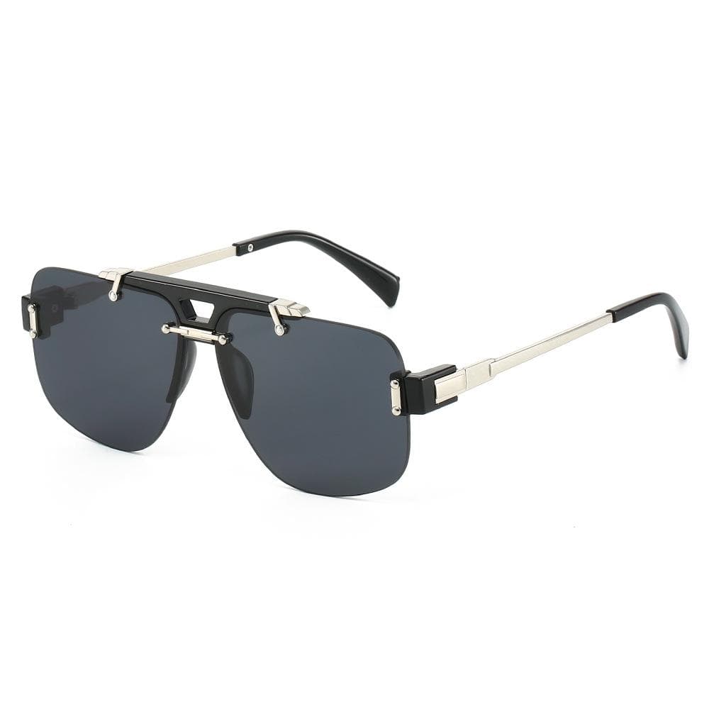 Classic y2k Half Frame Pilot Sunglasses Vintage Oversized Punk Metal Luxury Brand Designer UV Protection As the photo