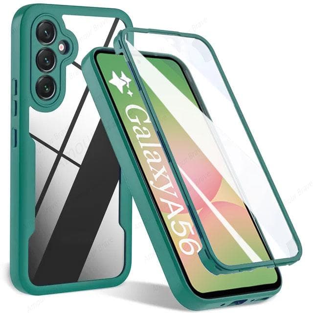 360 Full Cover Scree Protection Case For Samsung A56 A36 A26 A16 A54 A35 A15 A14 A34 A53 A52 A32 A33 A25 A55 5G Shockproof Cases Samsung A14 green