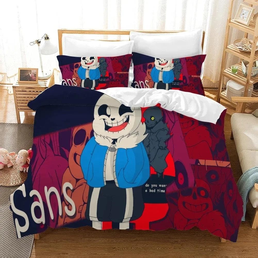3D Printed Undertale Game Frisk Sans Papyrus Bedding Set Boys Girls Twin Queen Size Duvet Cover Pillowcase Bed Kids Adult 70x133cm 2pcs