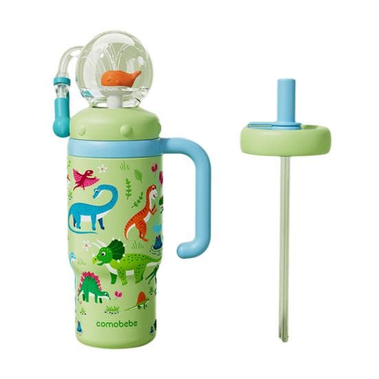 Whale Fountain Tumbler 710ml Stainless Steel Drinking Cup with Fun Fountain Effect Leak-Proof Spill-Proof Straw Cup for Kids Adults C