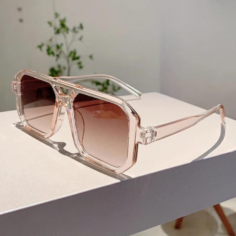 Trendy Square Retro Oversize Gradient Sunglasses for Women Men Unisex Fashion Sun Glasses Driving Fishing UV Protection 1PC
