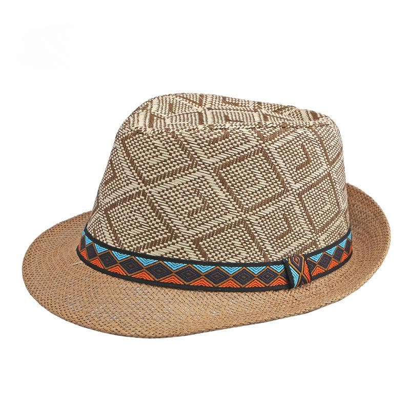 Golexury Men's Hat Woven Straw Sunshade Hat Casual Buckle Beach Sun White Wedding Black Belt Fedoras Jazz Hat Panama Cap