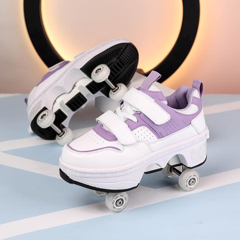 Deformed Runaway Shoes Four-wheel Boys and Girls Two-wheel Row Children with Roller Skating Adult Pulley Sports Shoes Can Be Retracted 35