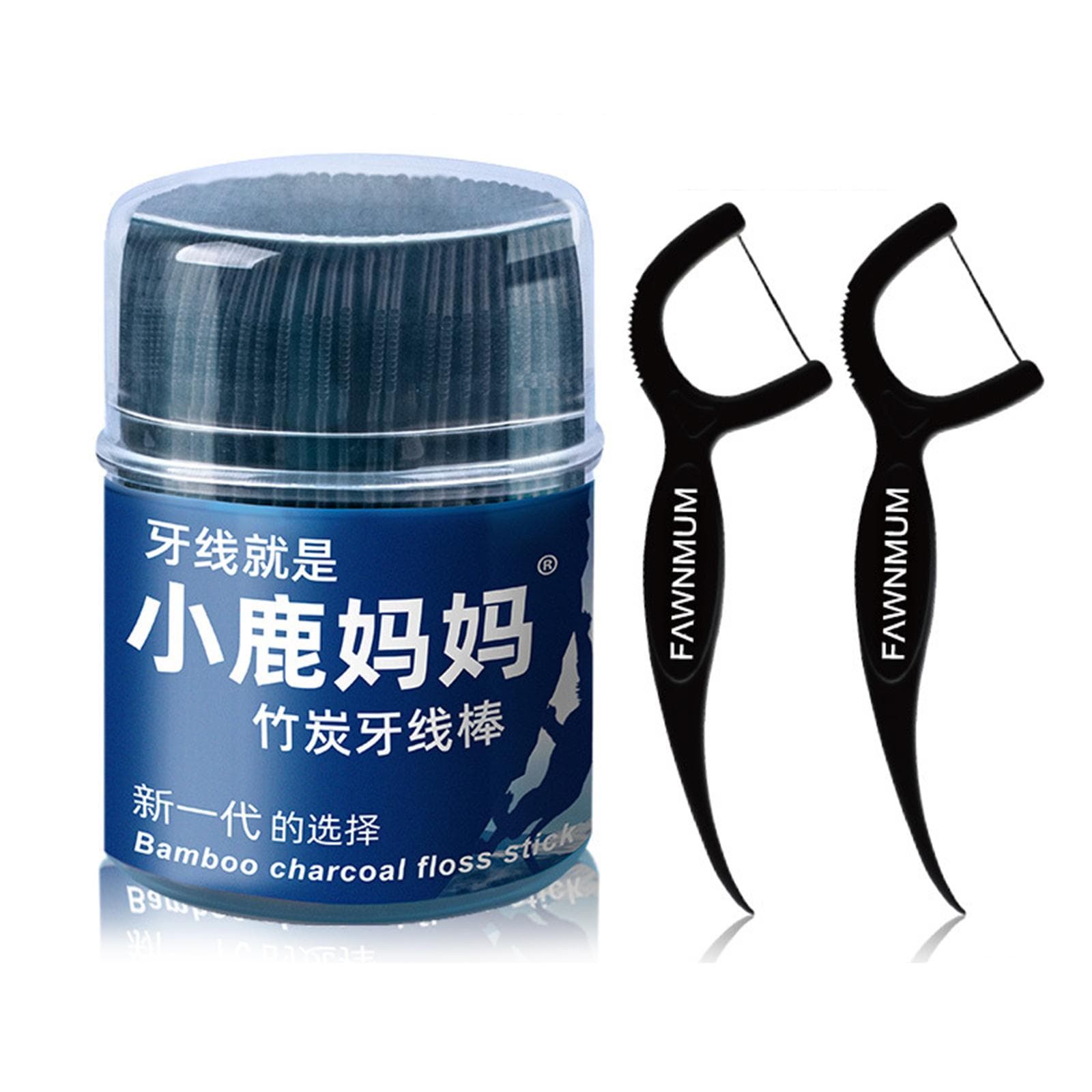 50pcs Toothpick 2-In-1 Dental Floss Picks High Toughness Interdental Brush Teeth Stick Tongue black