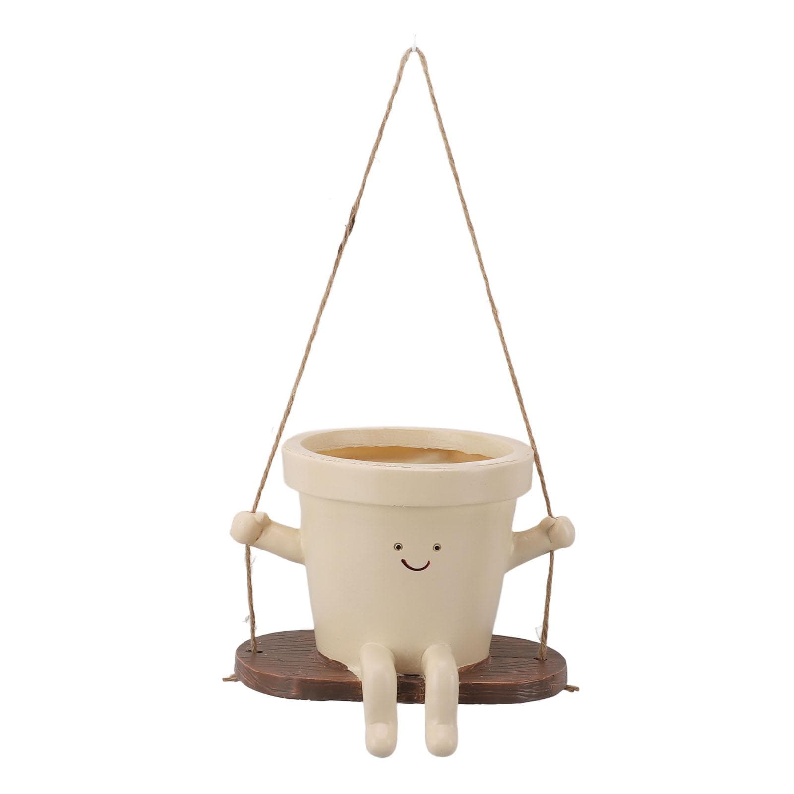 Swing Face Planter Pot Resin Cute Decorative Hanging Face Plant Pot Flower Pot for Indoor Outdoor