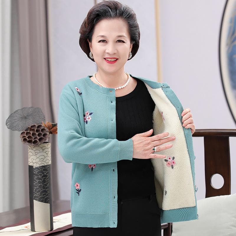 Cardigans Grandma Knitting Sweater Middle-aged and Old Women Sweater Cardigan XXXL blue