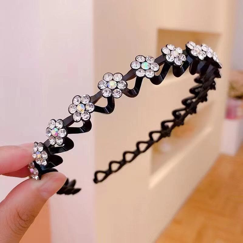 Fashion Pearl Non-Slip Rhinestone Hairbands Elastic Flower Women Hair Hoop Bands Headband Bezel Girls Hair Accessories Headdress white