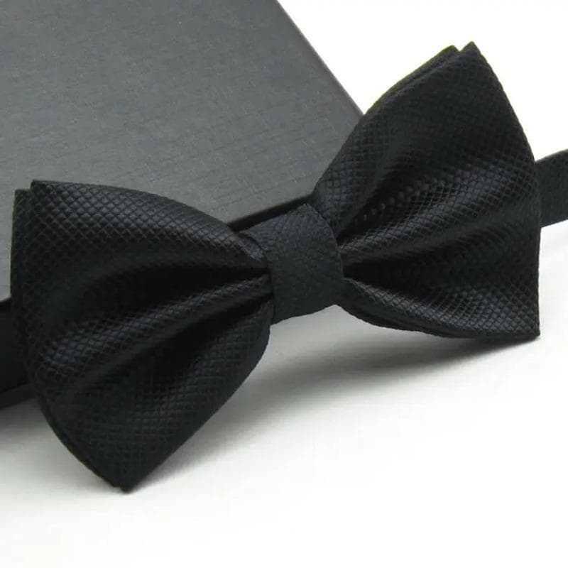 Mens Adult Bowtie Classic Wedding Party Formal Satin gift Plaids Multicolor Adjust Neck Bow tie Gravata Clip-On black