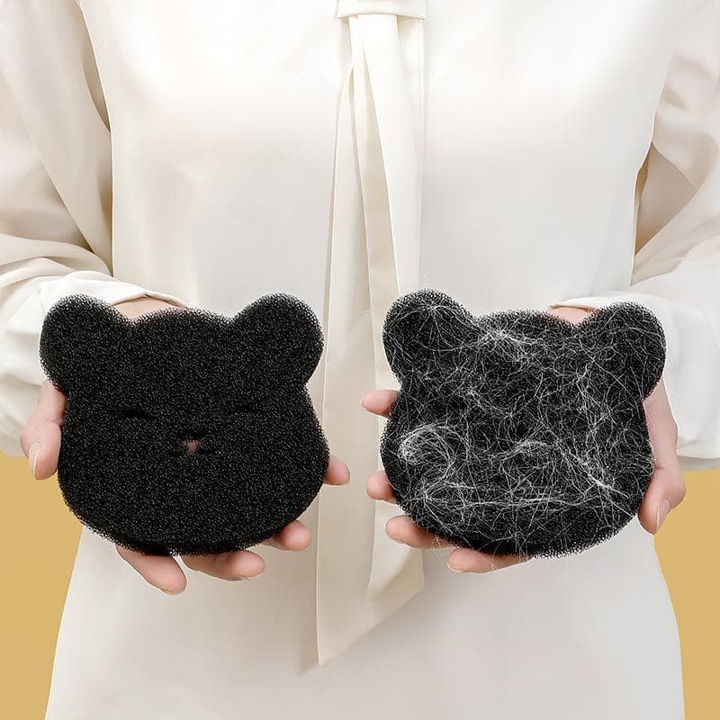 2 In 1 Pet Hair Remover Bear Shape Laundry Ball Washing Machine Lint Catcher Reusable Clothes Sofa Cat Dog Hair Cleaning Sponge black