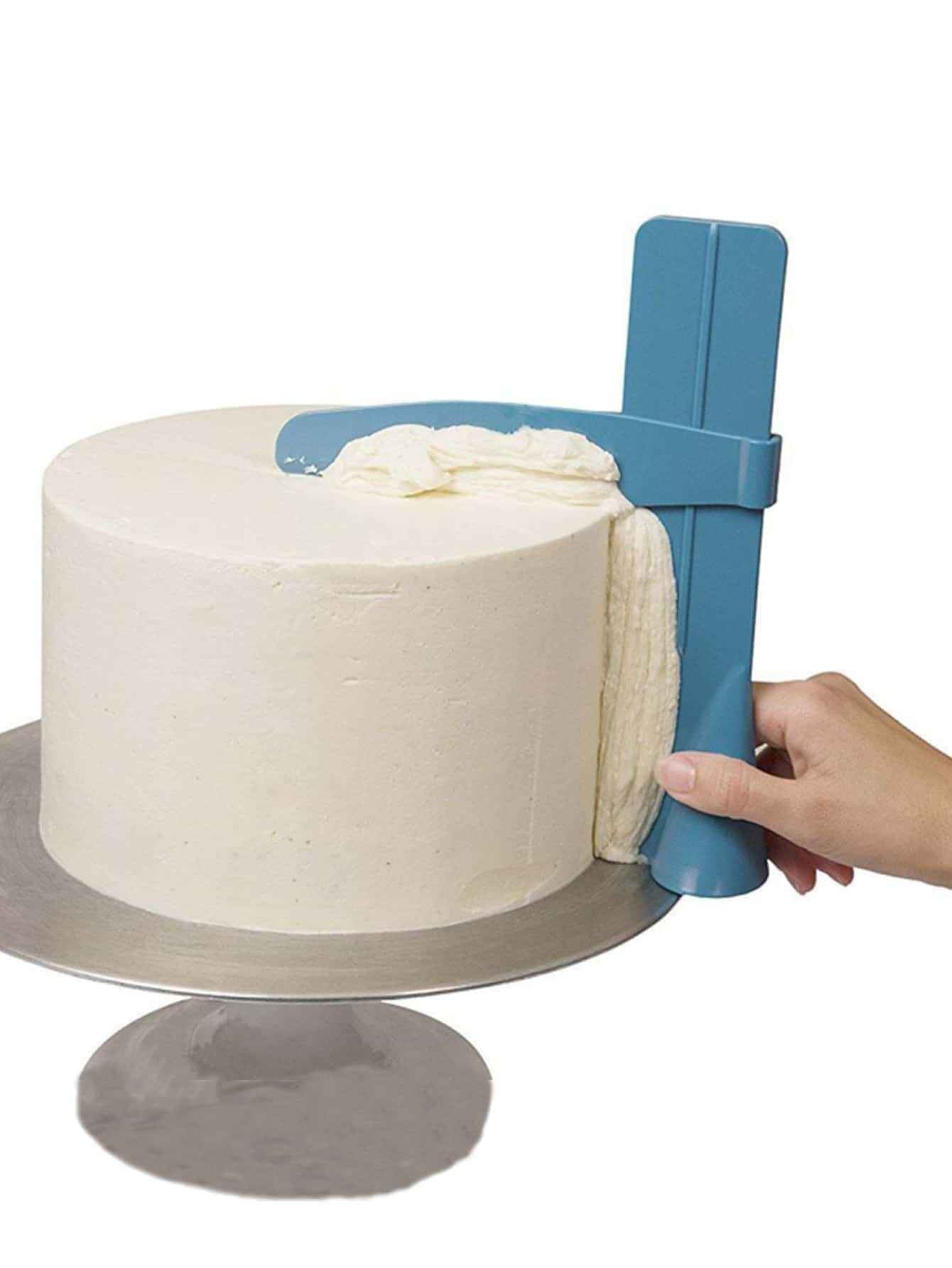 1pc DIY Adjustable Screed Cake Scraper Fondant Spatula, Cream Edge Smoother Decorating Tools Bakeware Kitchen Baking Accessories one-size blue
