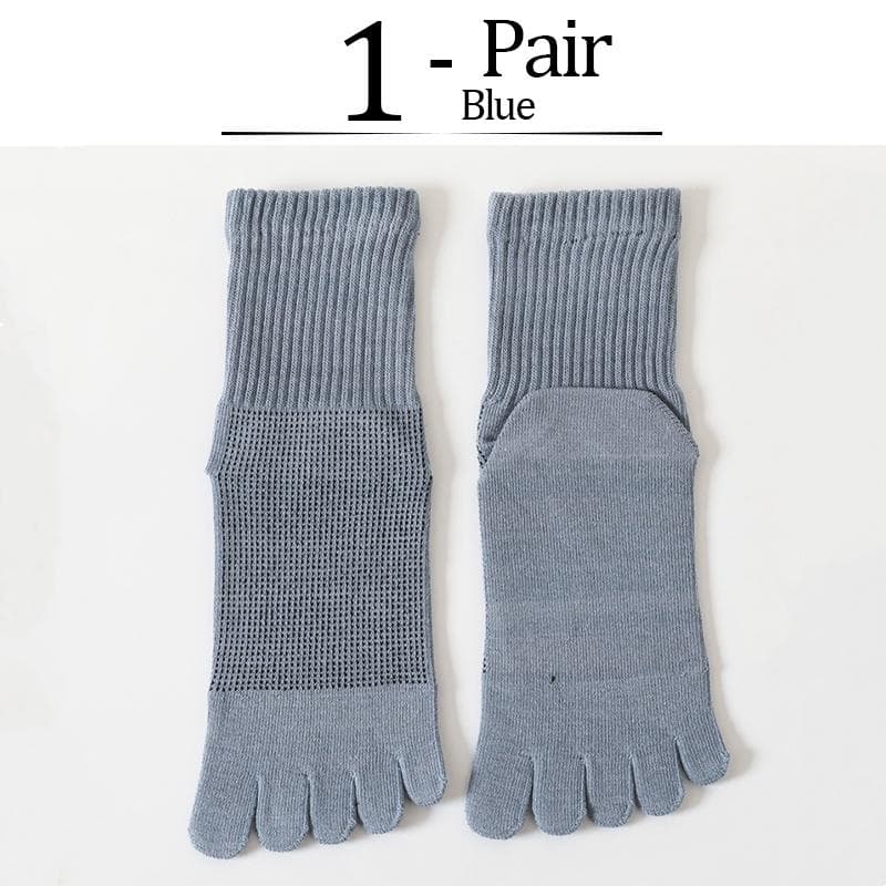 Summer 100% Cotton Ankle Five Finger Socks For Man Soft Elastic Endurable Mesh Breathable Deodorant No Show Socks With Toes blue