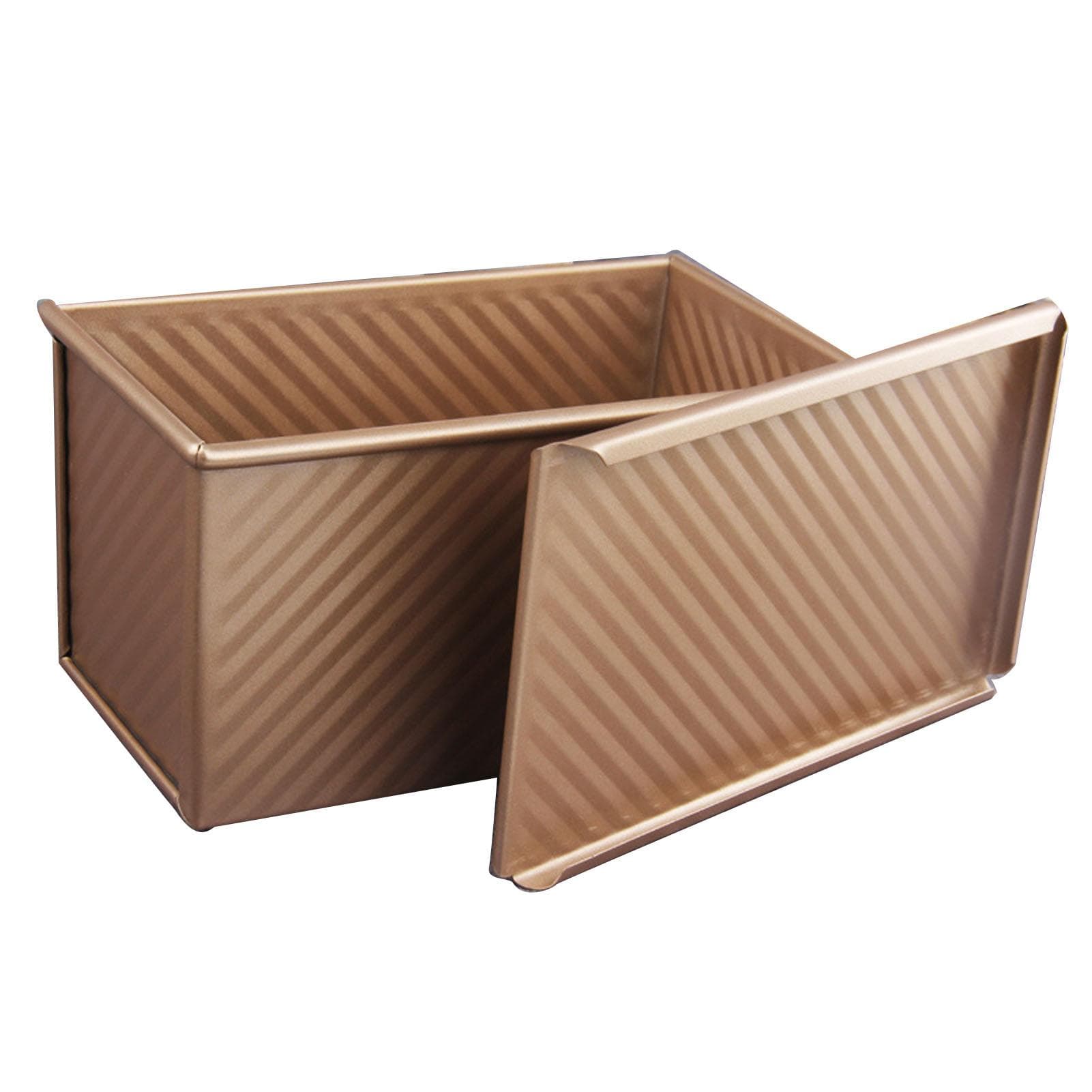 Bakeware Loaf Pan with Cover Nonstick Quick Release Coating Carbon Steel Ripple Rectangle Toast Box