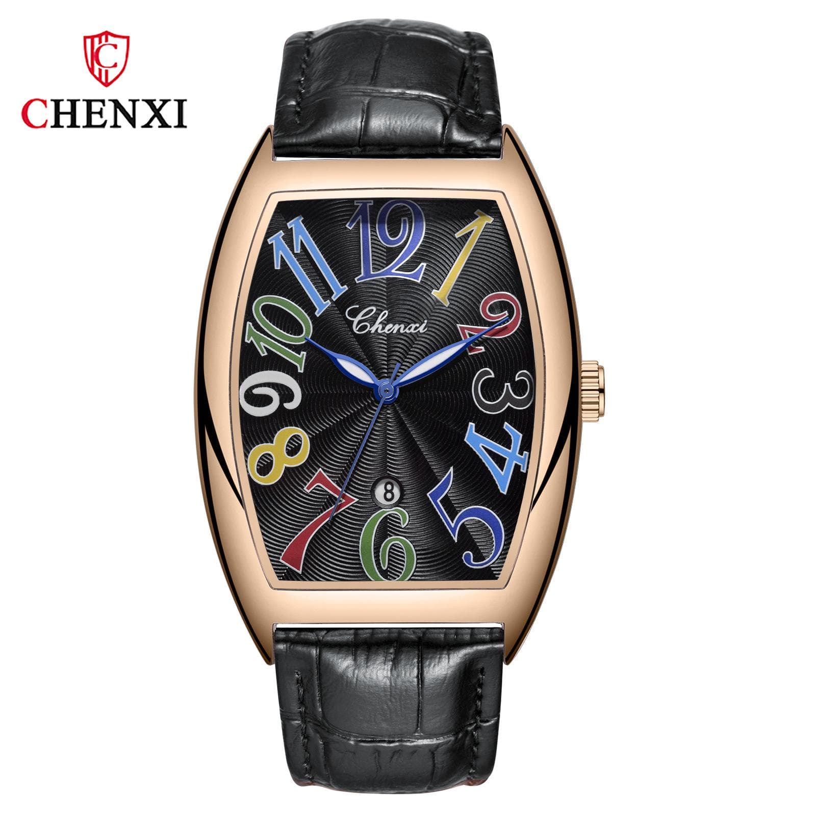 CHENXI Watch For Man Leather Strap Luxury Fashion Luminous Watches Quartz Calendar Waterproof Wristwatches Men's Clock black/rose gold
