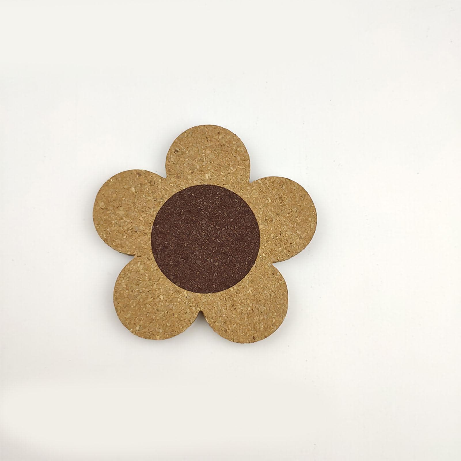 Flower Wooden Coaster Nordic Style Flower Shape Cork Coaster Kitchen Insulation Mat Dining Table S