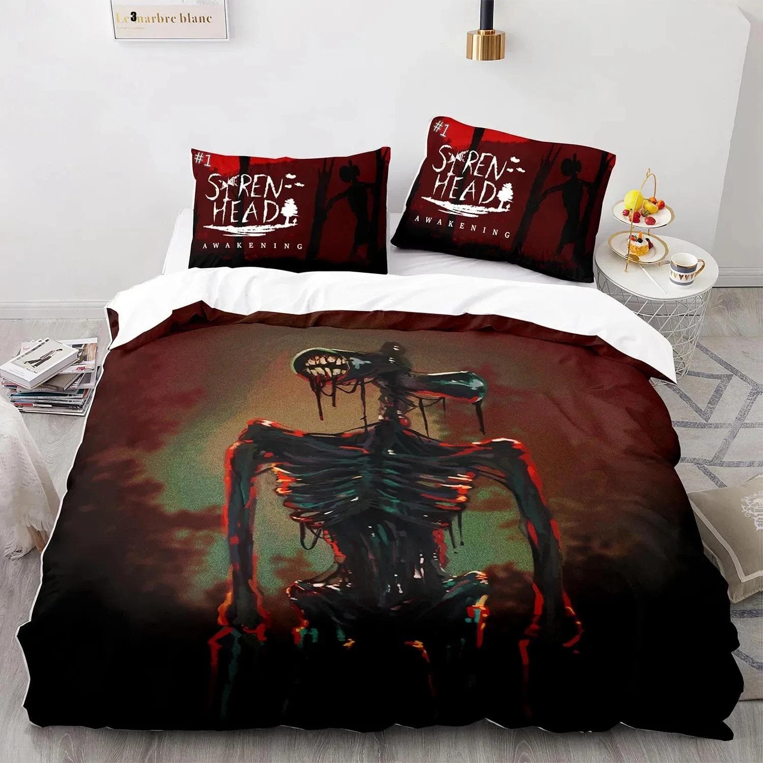 3D Print Siren Head Bedding Set Duvet Cover Bed Set Quilt Cover Pillowcase Comforter king Queen Size Boys Adult Bedding Set EU Double 200x200cm