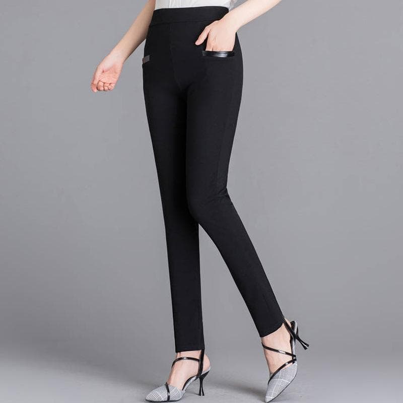 Casual Pants Women's Summer Pants Women's High-waisted Small Legs Cropped Pants Pencil Pants 4XL black