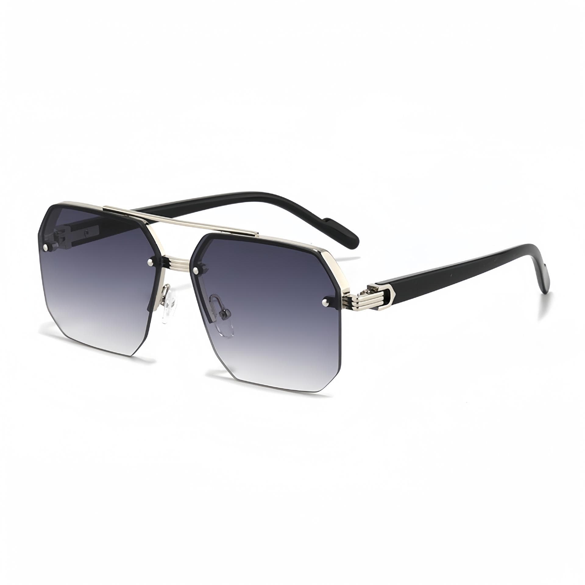 High Quality UV400 Rimless Men Sunglasses Square Double Bridge Eyewear Sun Glasses for Men