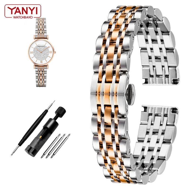 Stainless Steel Watchband For Armani AR1908 AR1909 AR1926 AR1925 AR11244 watches strap 14mm women lady Metal Wristwatches Band 14mm