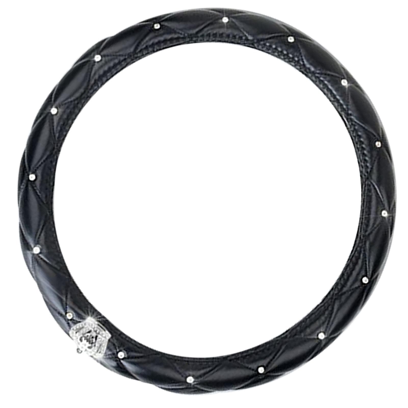 Women Steering Wheel Cover Cute Universal Antislip Pu Lether Rhinestones Car Steering Wheel Cover black