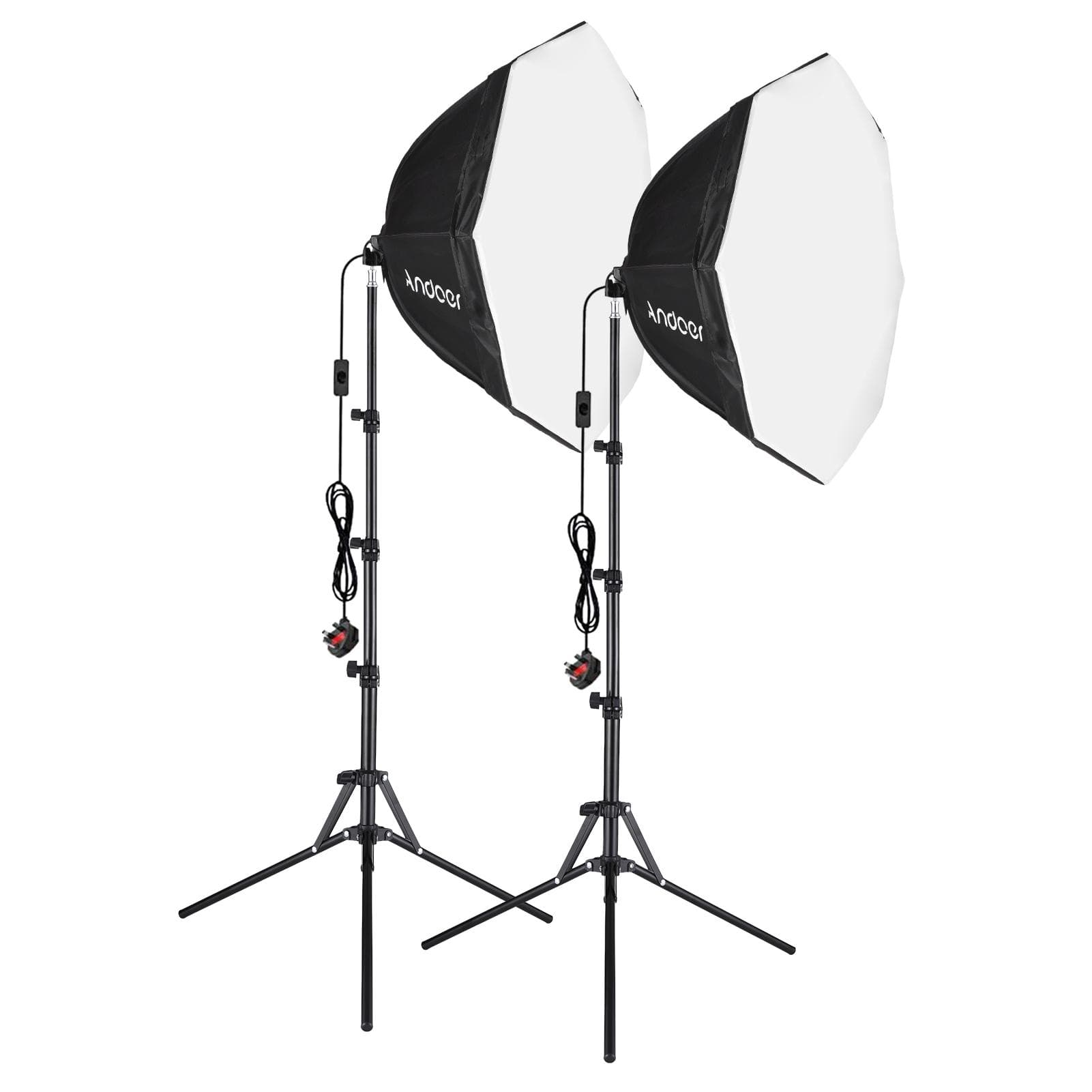 Andoer Studio Photography Softbox Kit with 70cm/28in Octagon Photography Softbox * 2 + 1.5M Metal UK