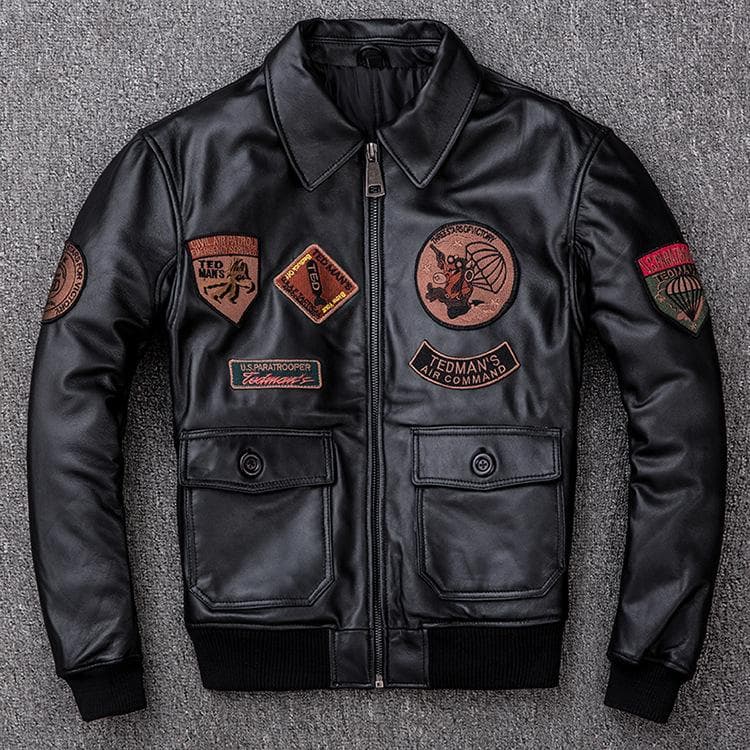 Leather Jacket Sheepskin Genuine Leather Motorcycle Jacket Men's Cotton Jacket 5XL