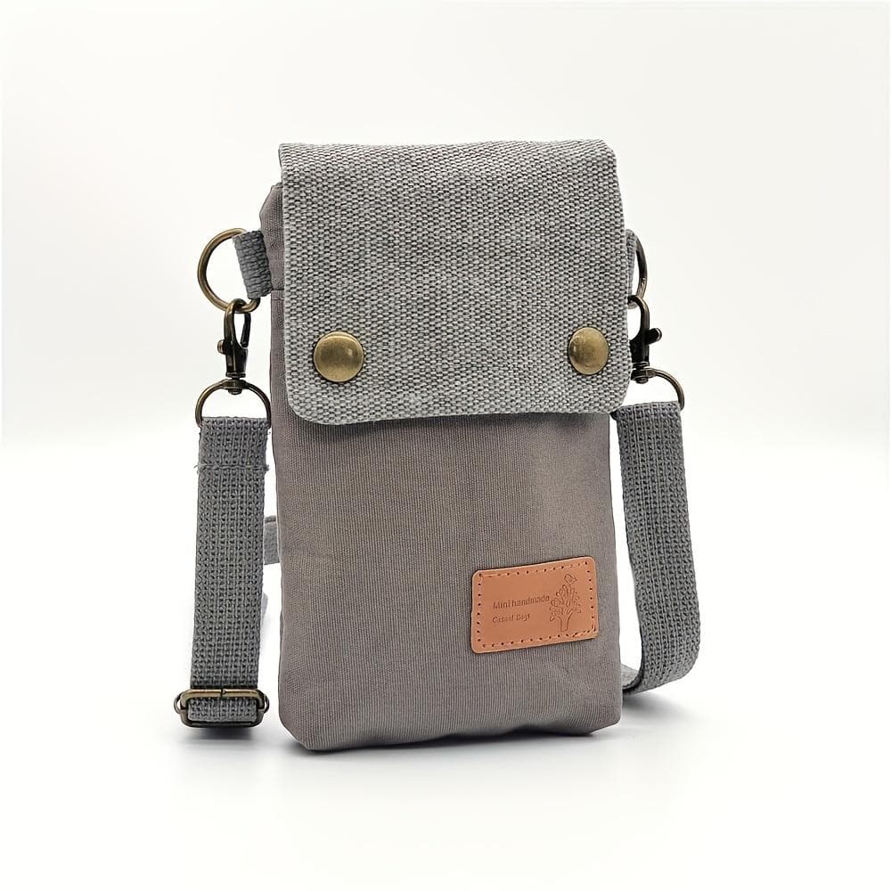 Mini Fabric Crossbody Bag, Color Contrast Cell Phone Bag, Vintage Shoulder Purse for Women Small Crossbody Bag New All-match grey
