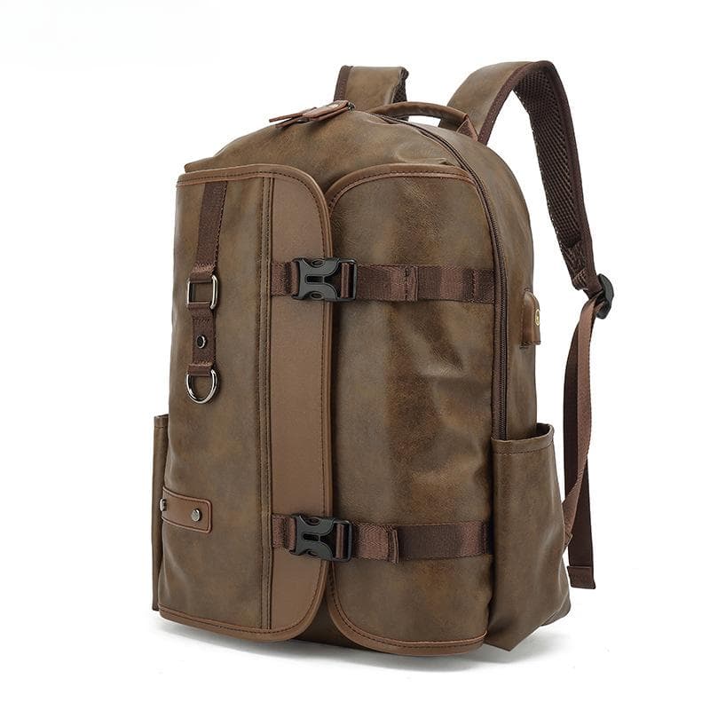 Men's Casual Schoolbag Shoulder Bag Backpack Men's Backpack Fashion Waterproof Popular Travel Backpack brown