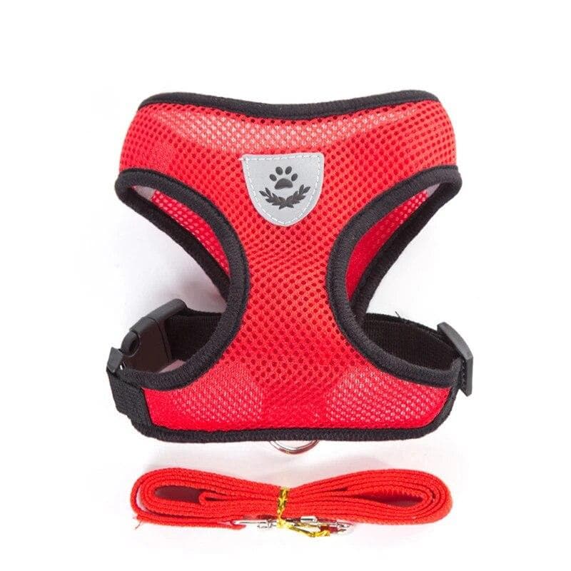 Breathable Cat Harness Leash Set Adjustable Puppy Cats Harness Vest French Bulldog Chihuahua Pug Outdoor Walking Lead Small Dogs XL red