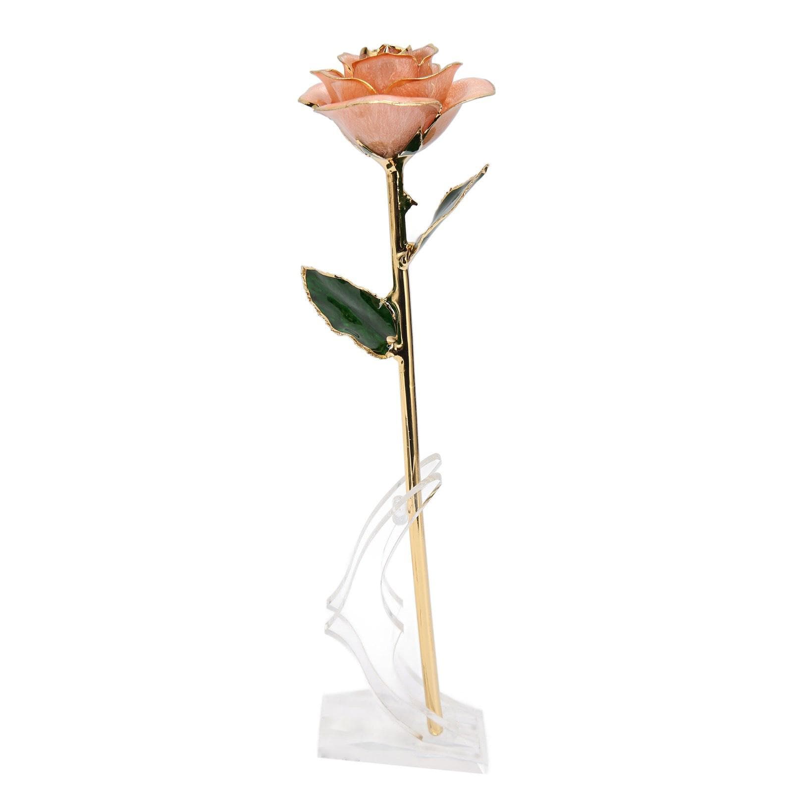 Gold Dipped Rose 24K Gold Plated Dipped Rose with Stand for Valentine s Day and Anniversary Pink pink