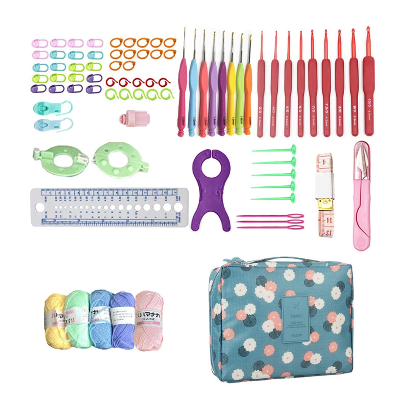 82PCS Crochet Kit Beginner Crochet Kit Wool Crochet Material Kit Crochet Beginner Set 82PCS gray