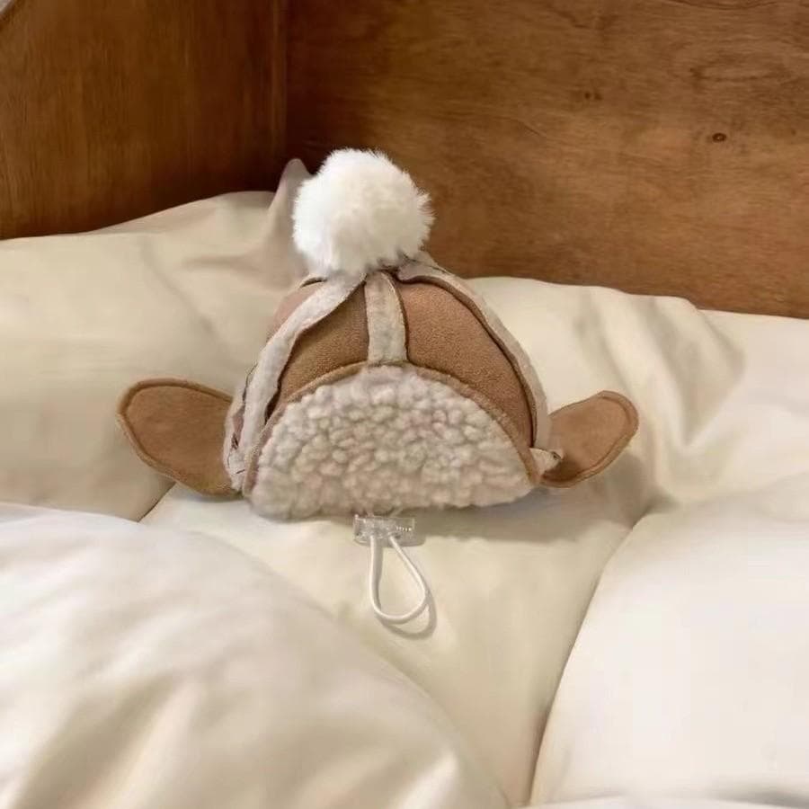 Dog Hat with Open Ears Winter Warm Plus Velvet Pet Headdress Hat S