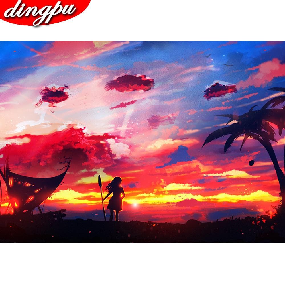 DINGPU 5D Diamond Painting Full Round Drill Diamond Embroidery Home Decoration Diamond Art 20X30CM