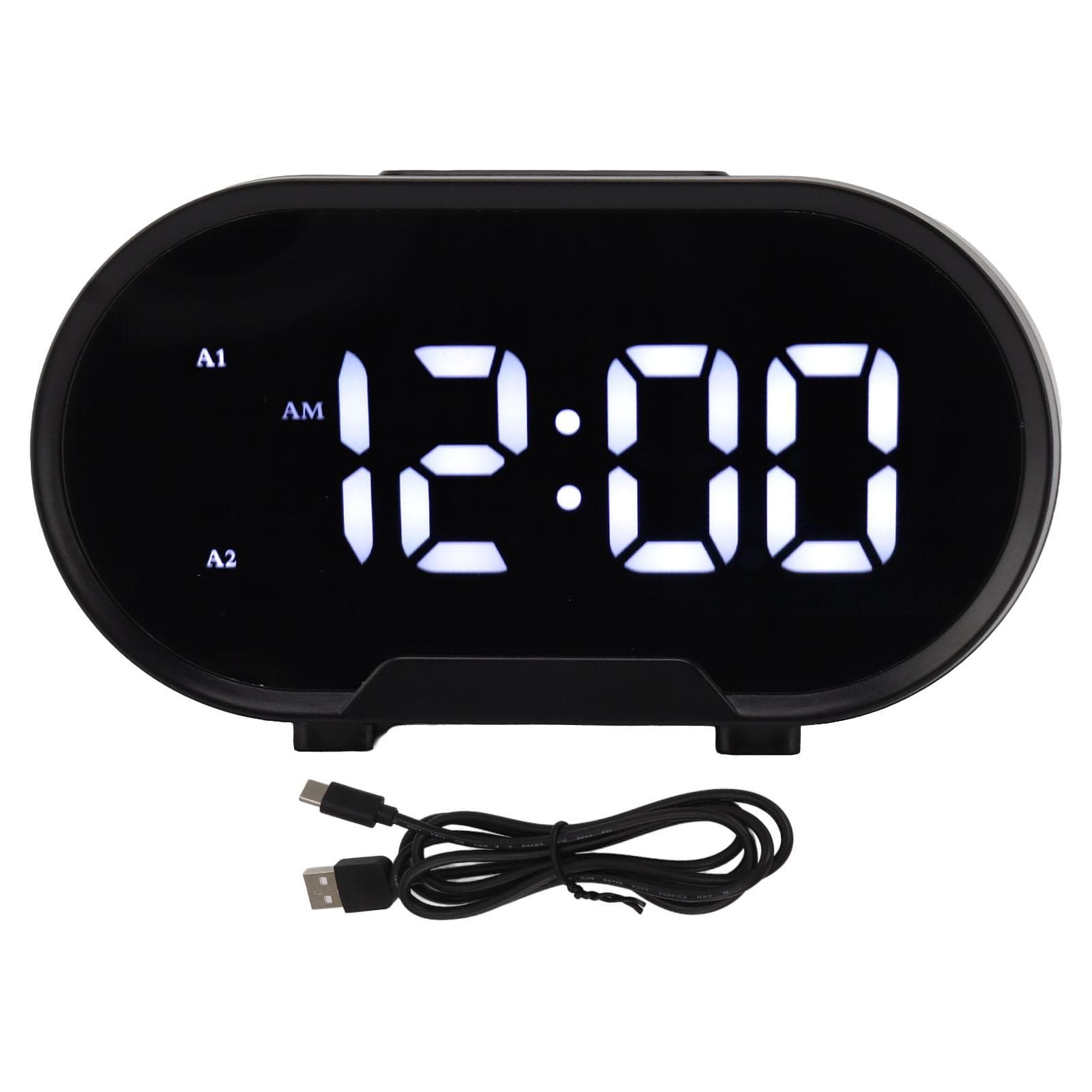 Digital Alarm Clock USB LED Display White Light Mirror Electronic Desktop Clock for Bedroom Living
