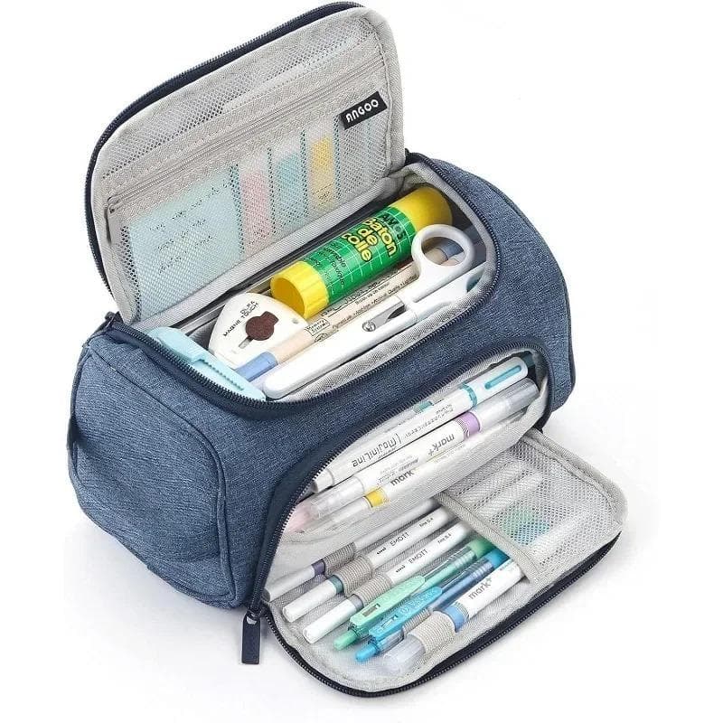 Super Big Pencil Case Cute Pencil Box Storage Bag Large Capacity for Boy Girl Kid's Gift Multipurpose Pencil Bag School Stationery navy blue