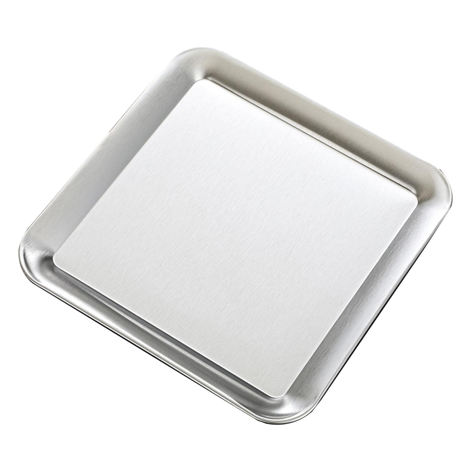 Serving Platter Square Stainless Steel Dish Tray Barbecue Plate Silver Color for Home L L