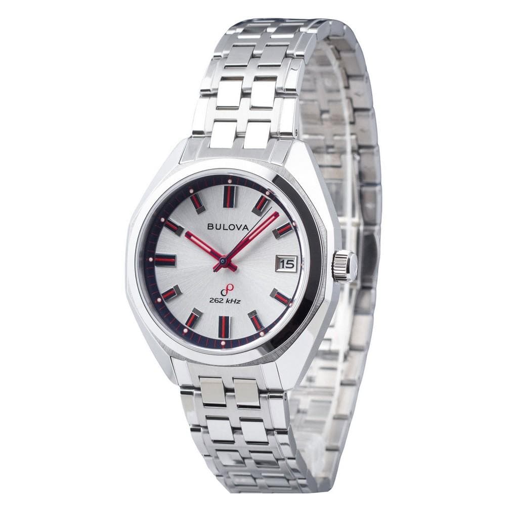 Bulova Classic Jet Star Limited Edition Stainless Steel Silver Dial Quartz 96K112 Men's Watch With Extra Strap silver