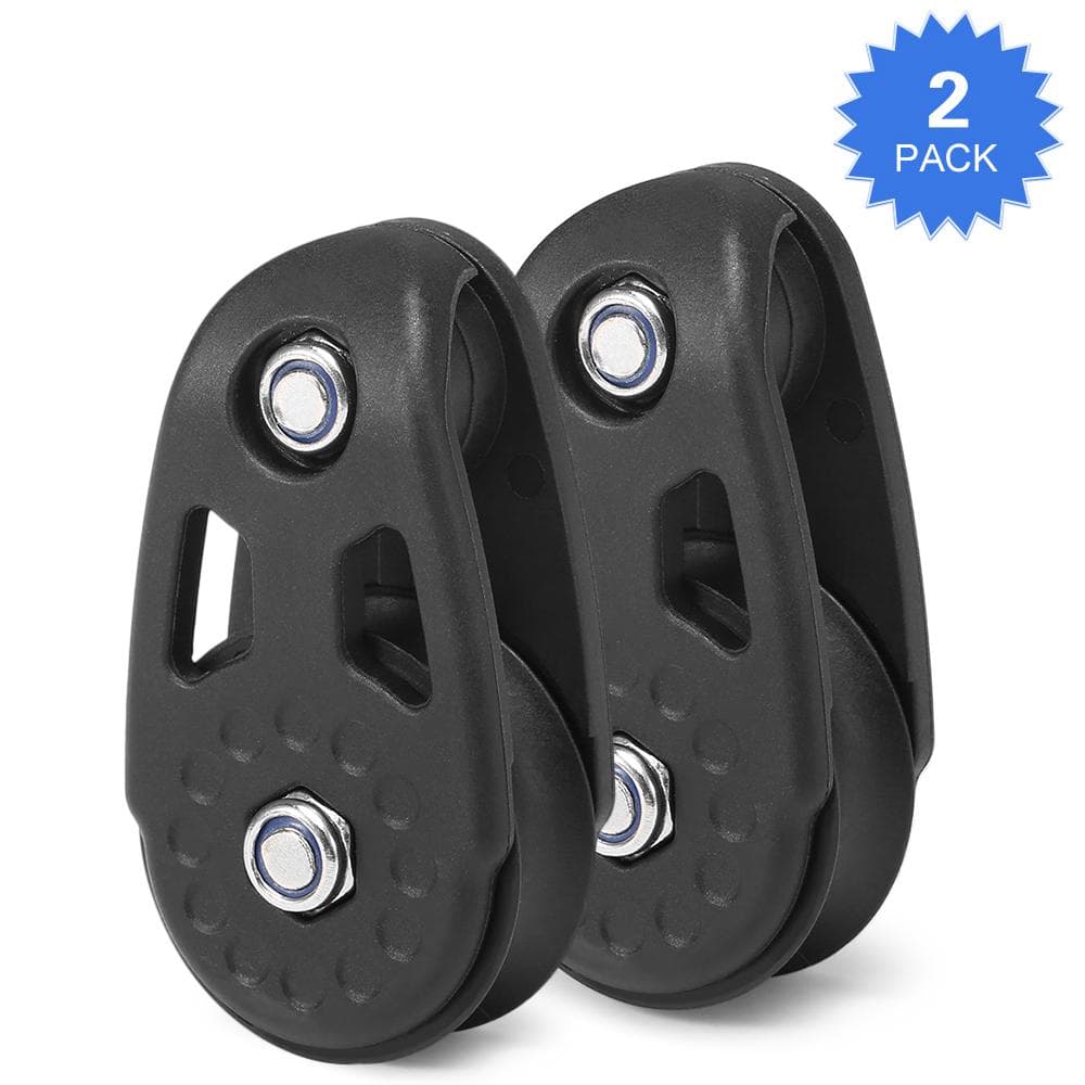 2 PCS Kayak Slide Rail Anchor Trolley Kit Pulley Blocks for Kayak Canoe Boat black