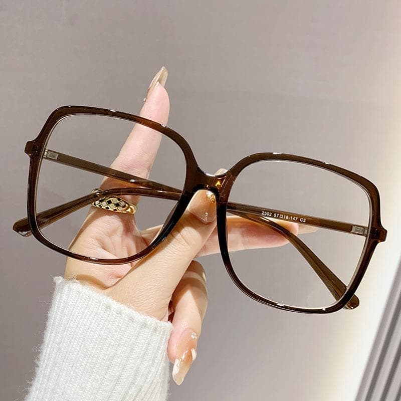 Fashion Oversized Square Eyewear Retro Women Anti Blue Light Metal Frame Glasses Trend Optical Computer Eyeglasses