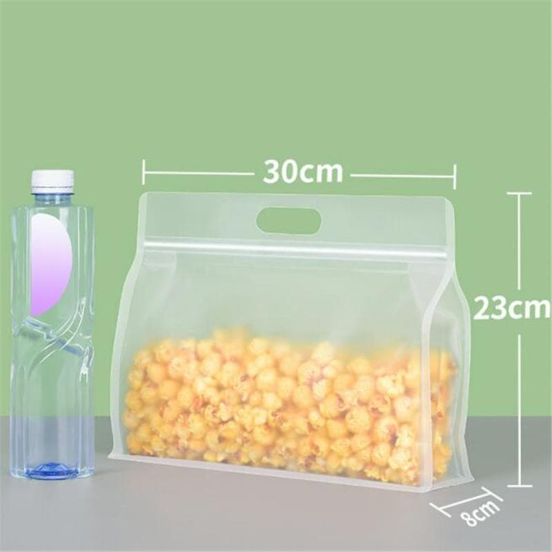 Reusable Food Bag Freezer Stand Up Food Storage Bag Silicone Bag Leakproof Top Kitchen Organizer Fresh Shut Bags 30x23cm